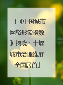 《中国城市网络形象指数》揭晓：十堰城市治理维度全国居首