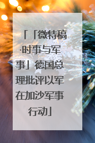 「微特稿·时事与军事」德国总理批评以军在加沙军事行动