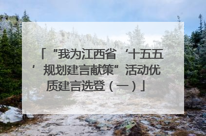 “我为江西省‘十五五’规划建言献策”活动优质建言选登（一）