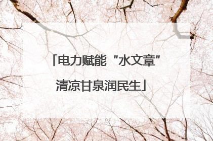电力赋能“水文章” 清凉甘泉润民生