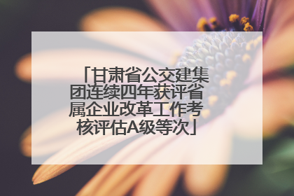 甘肃省公交建集团连续四年获评省属企业改革工作考核评估A级等次