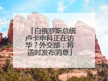 白俄罗斯总统卢卡申科正在访华？外交部：将适时发布消息