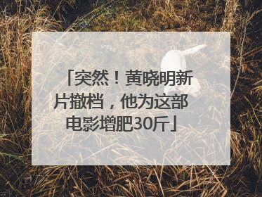 突然！黄晓明新片撤档，他为这部电影增肥30斤