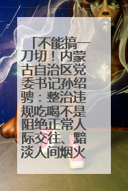 不能搞一刀切！内蒙古自治区党委书记孙绍骋：整治违规吃喝不是阻绝正常人际交往、黯淡人间烟火