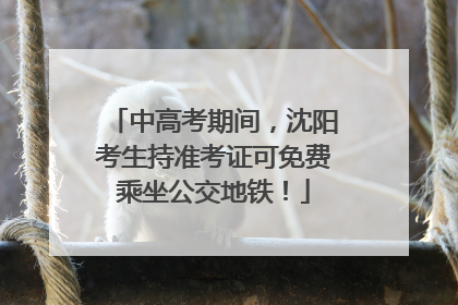 中高考期间，沈阳考生持准考证可免费乘坐公交地铁！