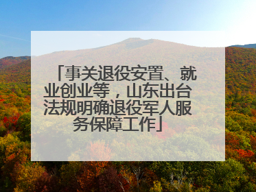 事关退役安置、就业创业等，山东出台法规明确退役军人服务保障工作