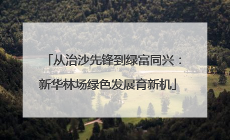 从治沙先锋到绿富同兴：新华林场绿色发展育新机