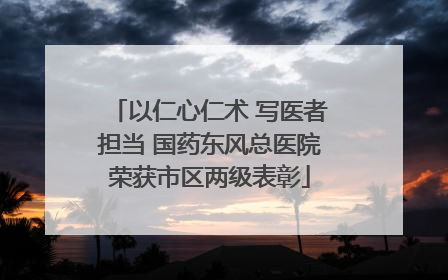 以仁心仁术 写医者担当 国药东风总医院荣获市区两级表彰