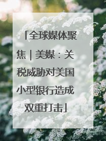 全球媒体聚焦｜美媒：关税威胁对美国小型银行造成双重打击