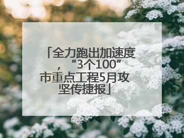 全力跑出加速度，“3个100”市重点工程5月攻坚传捷报