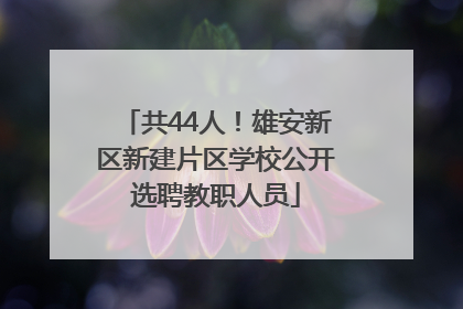 共44人！雄安新区新建片区学校公开选聘教职人员