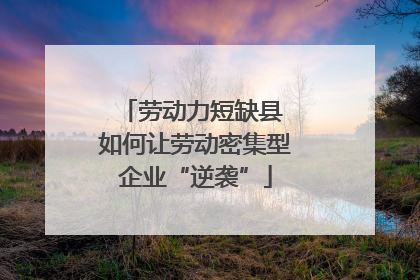 劳动力短缺县 如何让劳动密集型企业“逆袭”