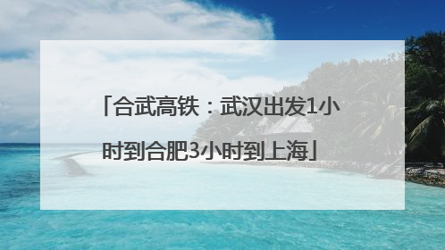 合武高铁：武汉出发1小时到合肥3小时到上海