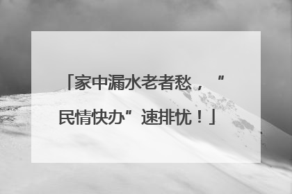 家中漏水老者愁，“民情快办”速排忧！