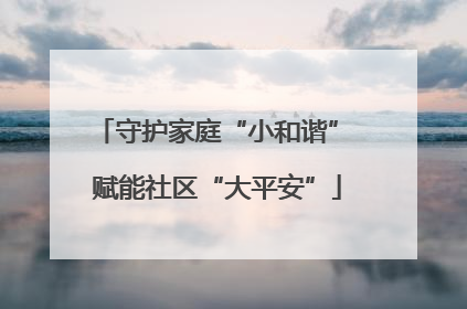 守护家庭“小和谐” 赋能社区“大平安”
