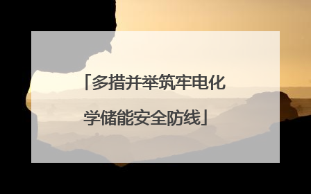 多措并举筑牢电化学储能安全防线
