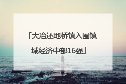 大冶还地桥镇入围镇域经济中部16强