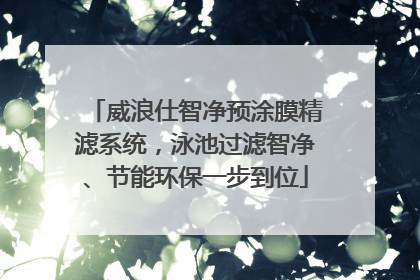 威浪仕智净预涂膜精滤系统，泳池过滤智净、节能环保一步到位