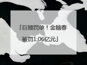 巨额罚单！金穗春被罚1.06亿元