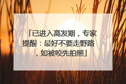 已进入高发期，专家提醒：最好不要走野路，如被咬先拍照