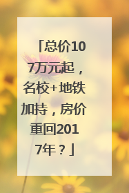 总价107万元起，名校+地铁加持，房价重回2017年？