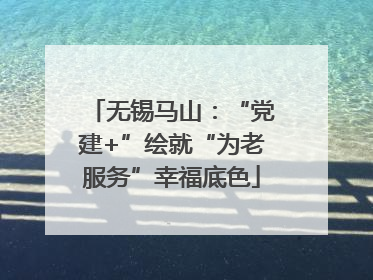 无锡马山：“党建+”绘就“为老服务”幸福底色