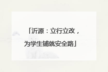 沂源：立行立改，为学生铺就安全路