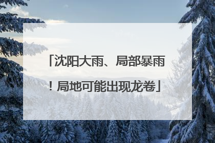 沈阳大雨、局部暴雨！局地可能出现龙卷