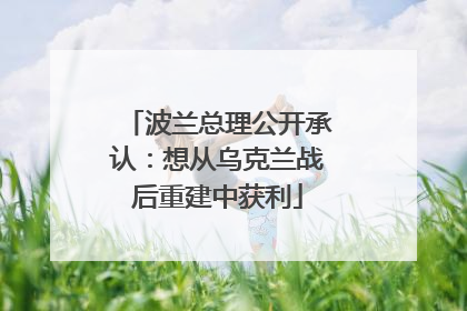 波兰总理公开承认：想从乌克兰战后重建中获利