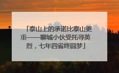 泰山上的承诺比泰山更重——聊城小伙受托寻英烈，七年四省终圆梦