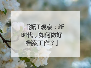 浙江观察：新时代，如何做好档案工作？