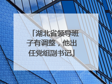 湖北省领导班子有调整，他出任党组副书记