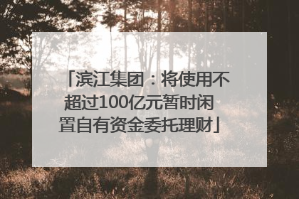 滨江集团：将使用不超过100亿元暂时闲置自有资金委托理财