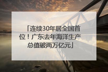 连续30年居全国首位！广东去年海洋生产总值破两万亿元