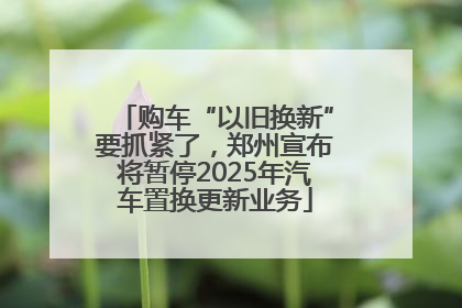 购车“以旧换新”要抓紧了，郑州宣布将暂停2025年汽车置换更新业务