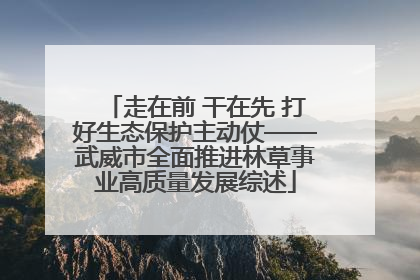走在前 干在先 打好生态保护主动仗——武威市全面推进林草事业高质量发展综述