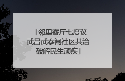 邻里客厅七度议 武昌武泰闸社区共治破解民生顽疾