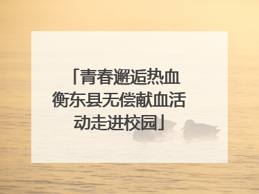 青春邂逅热血 衡东县无偿献血活动走进校园