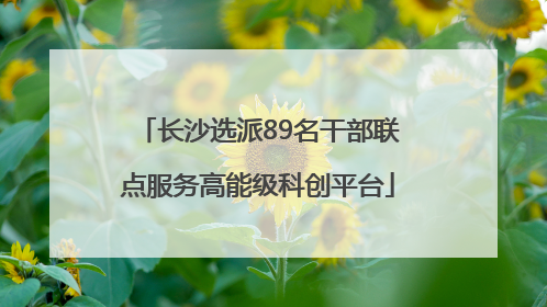 长沙选派89名干部联点服务高能级科创平台