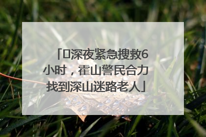 ﻿深夜紧急搜救6小时，霍山警民合力找到深山迷路老人