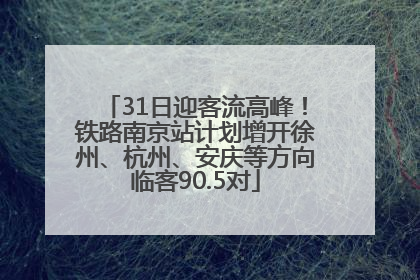 31日迎客流高峰！铁路南京站计划增开徐州、杭州、安庆等方向临客90.5对