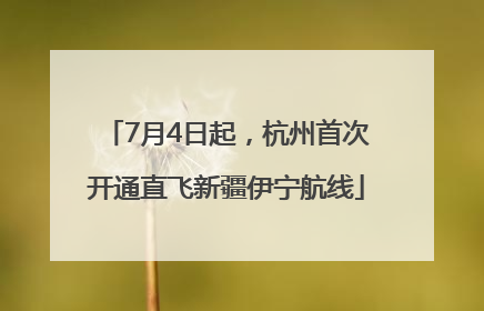 7月4日起，杭州首次开通直飞新疆伊宁航线