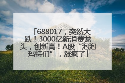 688017，突然大跌！3000亿新消费龙头，创新高！A股“泡泡玛特们”，涨疯了