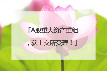 A股重大资产重组，获上交所受理！